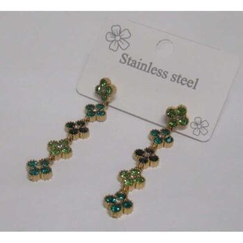 green rhinestone princess earrings in stainless steel
