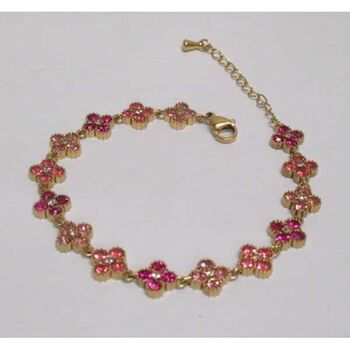 Princess bracelet jewelry, fuchsia rhinestones, stainless steel