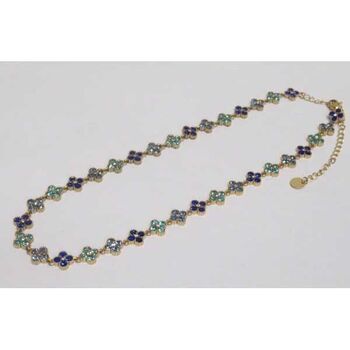 Princess necklace with blue rhinestones in stainless steel