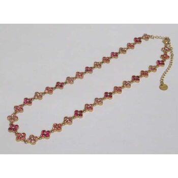 Princess necklace with fuchsia rhinestones in stainless steel