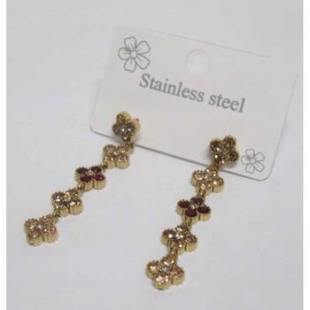 brown rhinestone princess earrings in stainless steel