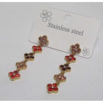 red rhinestone princess earrings in stainless steel