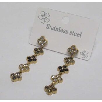 black rhinestone princess earrings in stainless steel