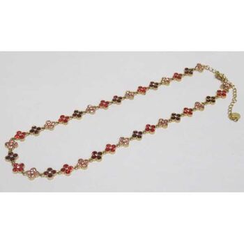 Princess necklace with red rhinestones in stainless steel