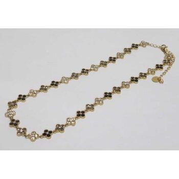 Princess necklace with black rhinestones in stainless steel