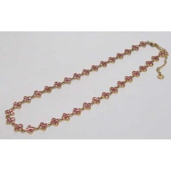 Princess necklace with rhinestones in all pink stainless steel