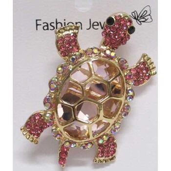 bijoux broche tortue en rose