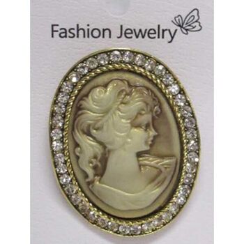 bijoux broche camée cercle strass