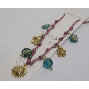 collier fil arc en ciel acier breloques été