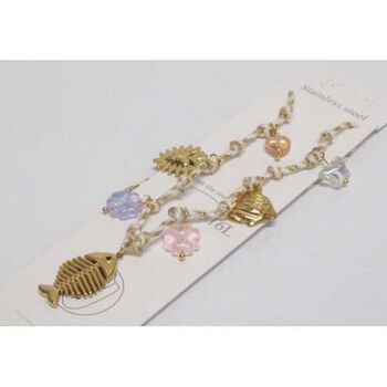 bijoux collier acier breloques la mer sur fil blanc