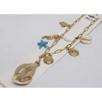 Seashell necklace jewelry, gold-plated steel