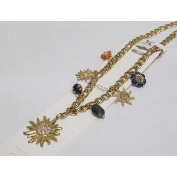 gold-plated steel sun and flower necklace