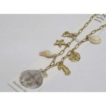 bijoux collier breloques éléments de la mer en acier