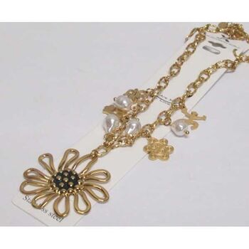 bijoux collier breloques fleur XL en acier