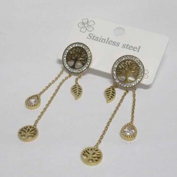 Tree of Life steel drop earrings