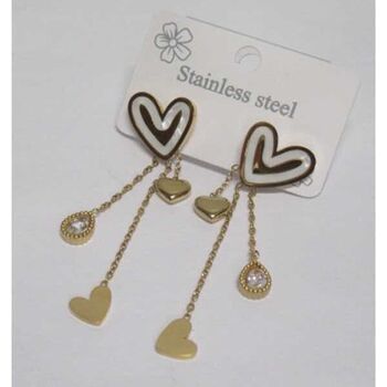 Heart-shaped earrings in mother-of-pearl and steel