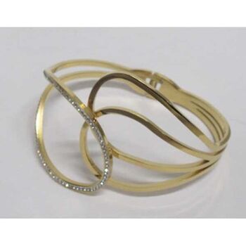 Open-sided steel bracelet with rhinestones