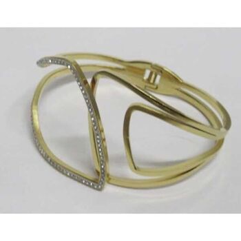 Women's bracelet, open steel jewelry with rhinestone trim