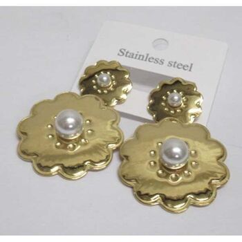 jewelry flower petal earrings with steel pearl