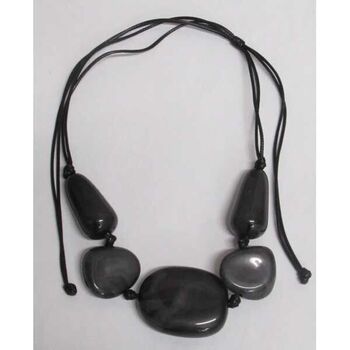 black resin pebble and wire necklace