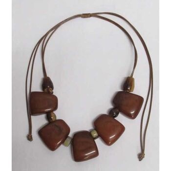 Bijouterie résine marron cordon reglable