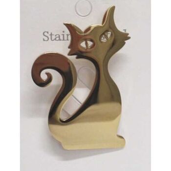 gold-plated steel cat brooch jewelry