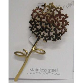 Gold brooch, dandelion jewelry in steel