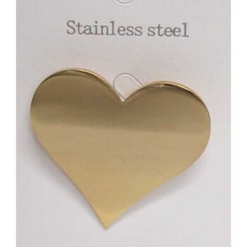 smooth heart brooch, gold-plated steel