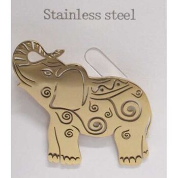 Gold-plated steel elephant pin jewelry, lucky charm