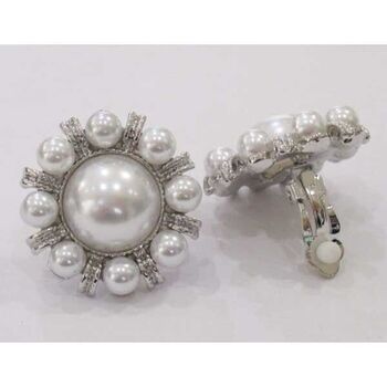 small and large circle clip-on pearl earrings