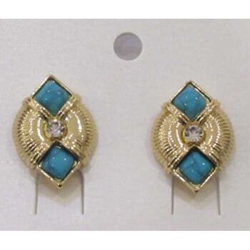 gold turquoise diamond clip-on jewelry