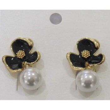 strass dore à pince  fleur perle oreille