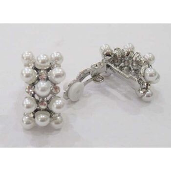 boucles oreilles clip demi créole  perles strass