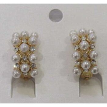 half-circle golden rhinestones with ear clips