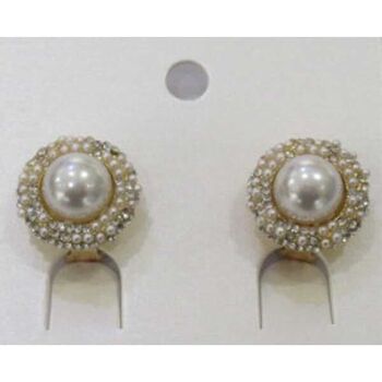 boucles d'oreilles perle à pince entourée petit strass