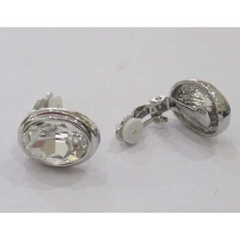 white crystal clip-on earrings