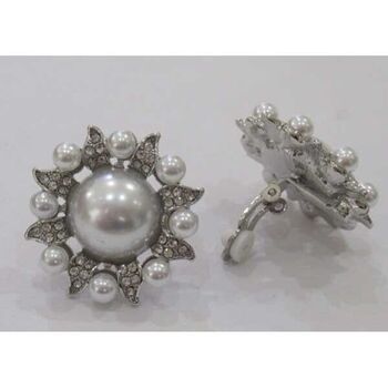 boucles d'oreilles a pince soleil perle strass