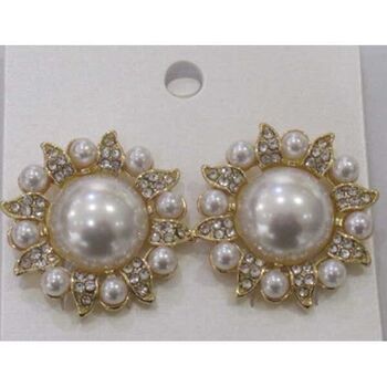 Boucles oreilles clip perle soleil doré