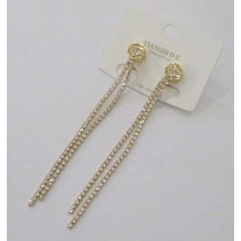 Rhinestone dangle earrings, heart-shaped clip-on earrings