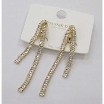 boucles oreilles zircon 2 lignes petite et grande à pince