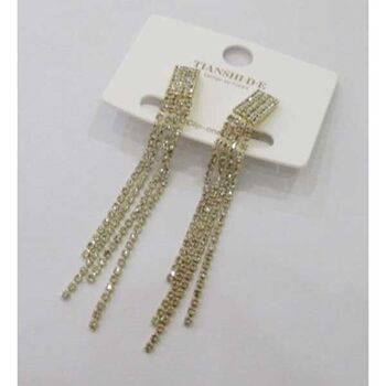 Gold rhinestone crystal drop earrings