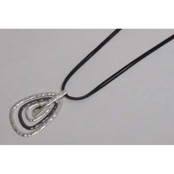 Collier long noir argente cristal