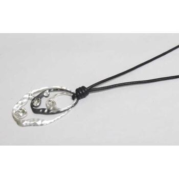 silver and black cascading necklace