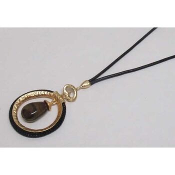 bijoux long cercle doré strass noir et goutte résine