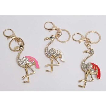 jewel bag flamingo keychain