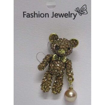 teddy brooch with pearl bag