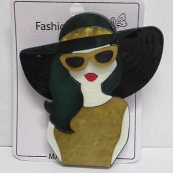 lady with hat jewelry brooch