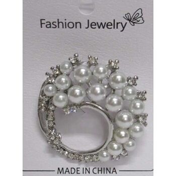 Peacock brooch jewelry, pearl and rhinestone