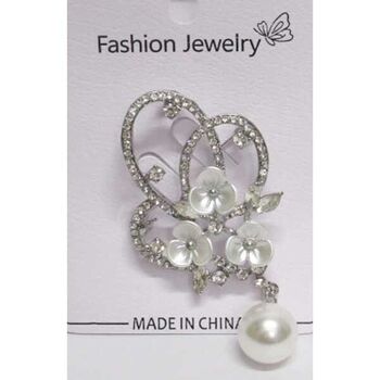 rhinestone and pearl flower pin jewelry