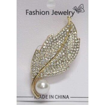 gold leaf bead brooch pin jewelry